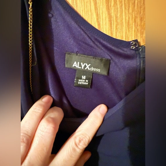Alyx Elegant Navy Blue Dress w/Necklace - Picture 6 of 7